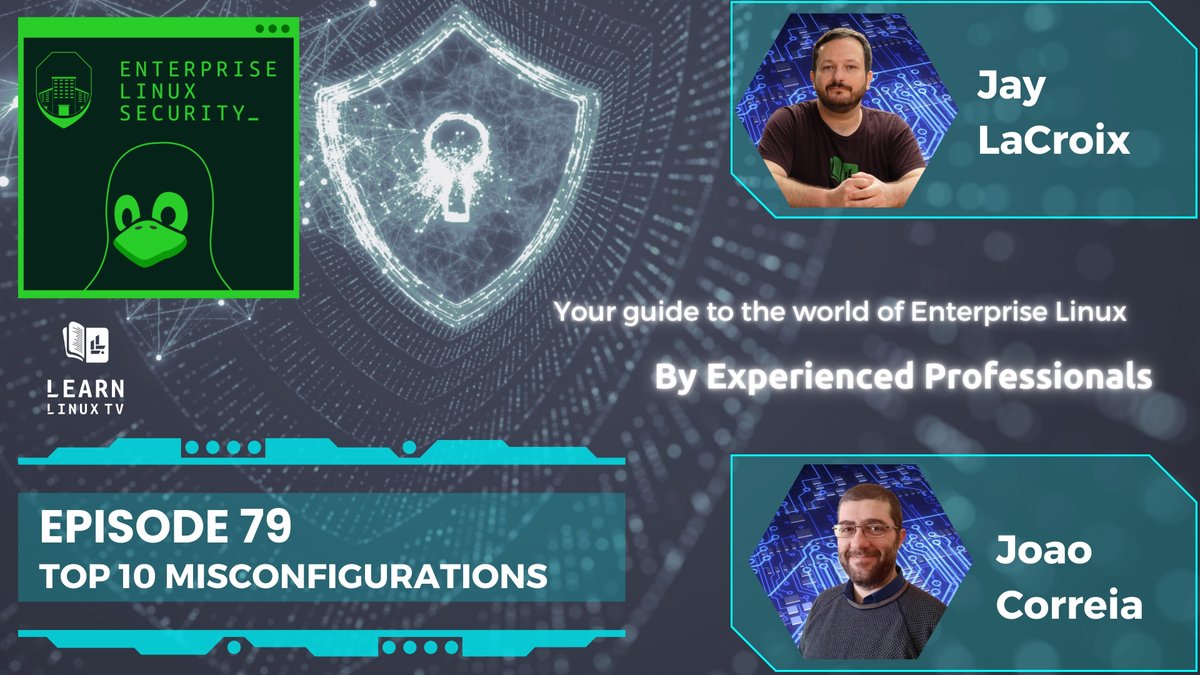 JayTheLinuxGuy's tweet photo. Join @JoaoCorreiaCL and I for a live episode of #EnterpriseLinuxSecurity, where we'll go over the top ten misconfigurations - according to a recent report. https://t.co/AwKdzIbaOd https://t.co/GoqjyPgxwq