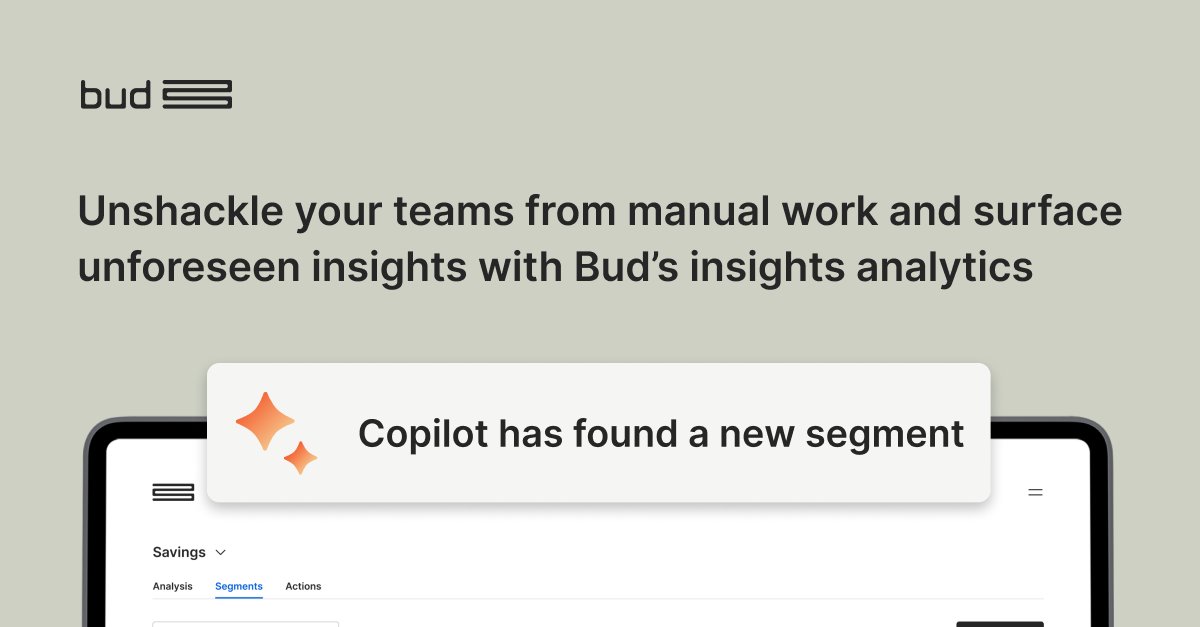 this_is_bud's tweet photo. Bud’s insights analytics can uncover otherwise unforeseen opportunities to grow revenue. By autonomously analysing data, you can unshackle teams from manual work and surface unique insights.

Find out more: https://t.co/ey38kKkkdD 

#AI #financialAI #GenAI #financialservices https://t.co/VfMiVSYfXS