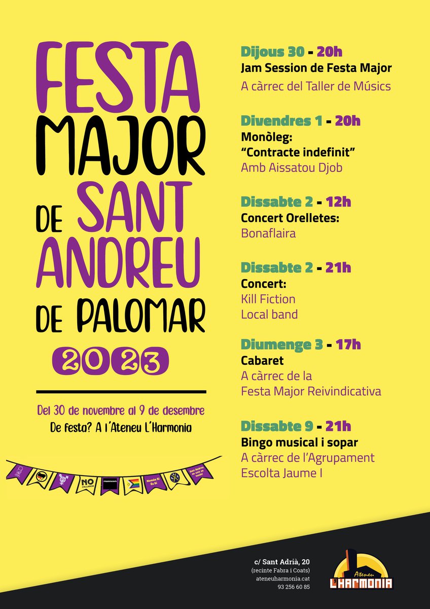 AteneuHarmonia's tweet photo. I ara ja sí, ja tenim aquí la Festa Major de #SantAndreudePalomar! 🎉
Si voleu veure les activitats que organitzem i acollim a l'Ateneu, podeu seguir aquest fil 👇🏾 https://t.co/jfCA3EJoXh