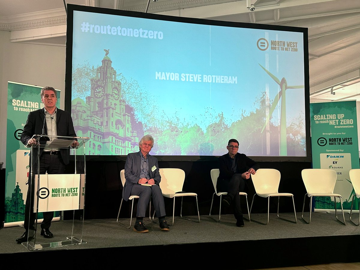NWNetZeroHub's tweet photo. Mayor Steve Rotheram: “Climate action isn’t an unaffordable cost. The unaffordable cost is what will happen if we don’t act.

The North West could become a net exporter of green energy to the rest of the UK. Imagine the impact for our economy.”

@LpoolCityRegion

#RouteToNetZero https://t.co/dzqutTnI3q