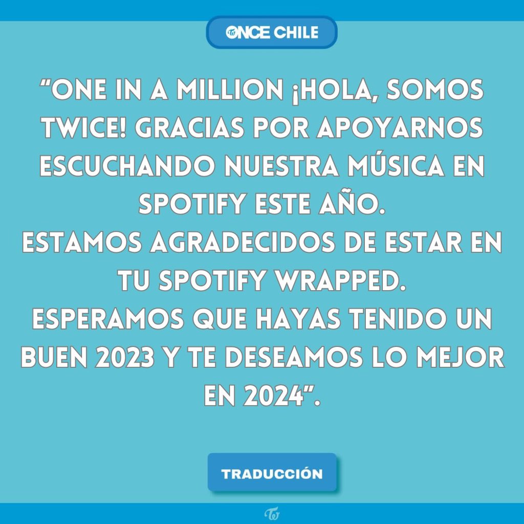 ONCE_Chile's tweet photo. 🔗VIDEO•231129🔗
Saludo de TWICE para el Spotify Wrapped de este este año

Y ustedes ONCES ocmo les fue en el Spotify Wrapped?

Cr: once_chile
#ONCEChile💖
#TWICE #트와이스
#TWICE_5TH_WORLD_TOUR #READYTOBE #Masterpiece #Donottouch #ZONE #KillinMeGood #나연 #정연 #모모 #사나 https://t.co/lxemtqpzFe
