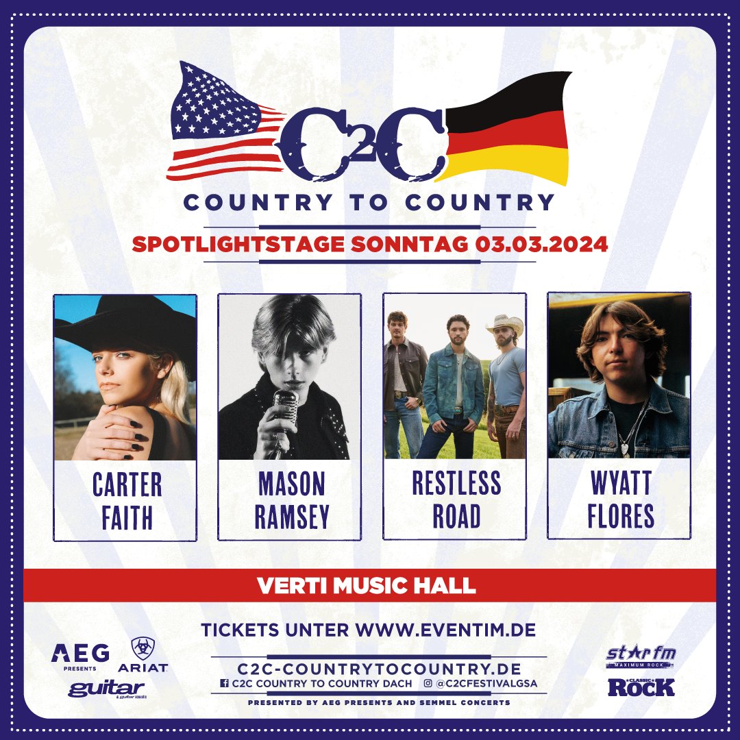 Can’t wait to be back overseas in March for <a href="/C2Cfestival/">Country2Country</a>! See y’all there ⚡️🎙️