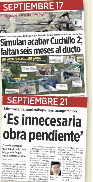 angelcharlsmty's tweet photo. Se les dijo desde el 17 de septiembre que el acueducto #Cuchillo2 no estaba terminado y @samuel_garcias alegó que eran innecesarias las obras pendientes, hoy no da agua la nueva obra por esos trabajos inconclusos. ¡A seguir sufriendo con abasto!
https://t.co/cjpUlhHHp5 https://t.co/IdELn7KMyX