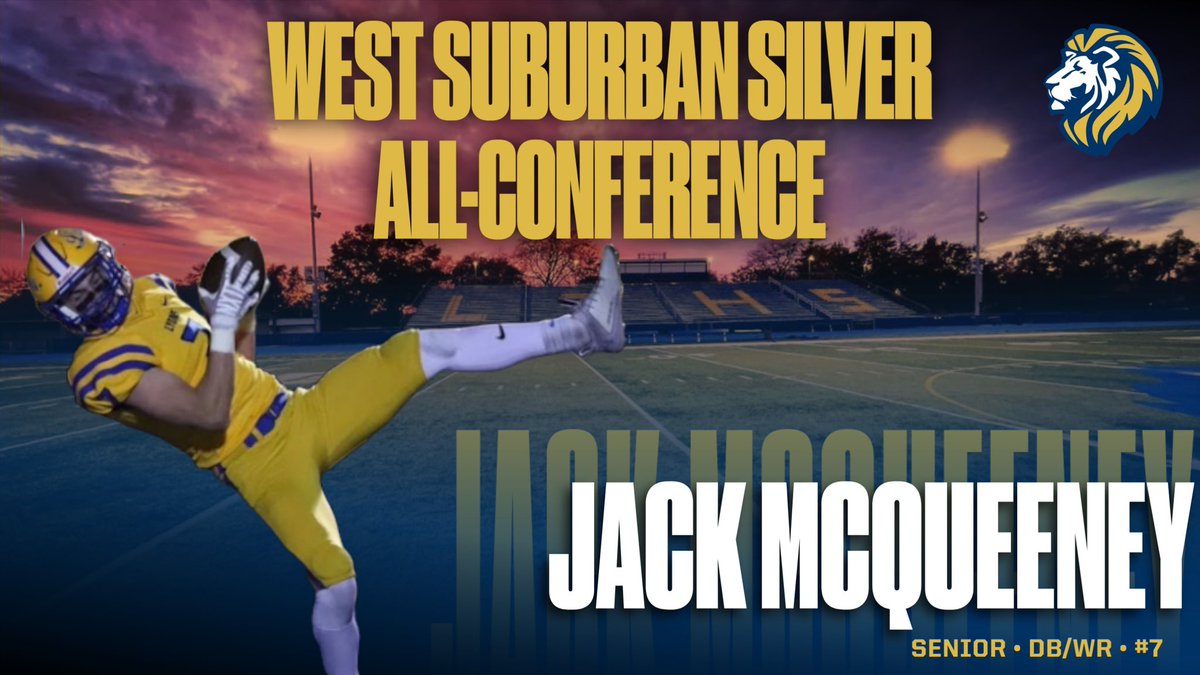 LyonsTwpFball's tweet photo. Congrats to @jackmcqueeney on being selected to the West Suburban Silver All-Conference Team. This year, at RB/WR, he had 510 total yds &amp; 8 total td’s. On defense, he had 57 tackles, 2 tfls and 1 interception for a TD. Jack was a leader and was one of our hardest working players! https://t.co/4A1r5QSKvv