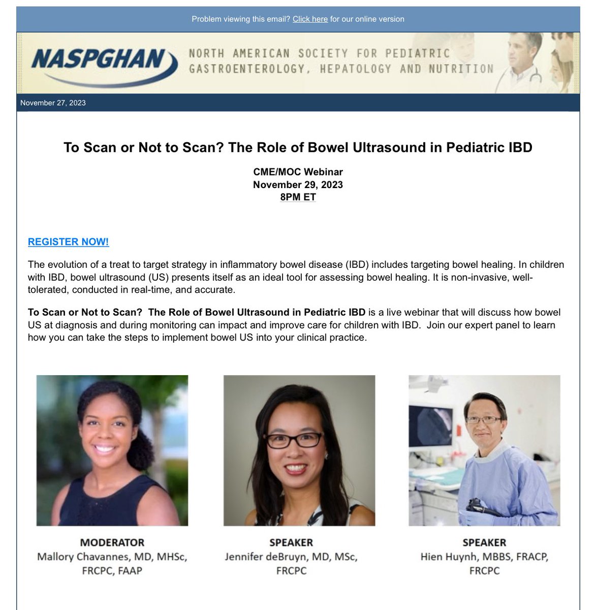 🎙️TONIGHT: If you have not signed up yet, join @deBruynJennifer , Dr Hien Huynh and myself for an exciting @NASPGHAN webinar highlighting the use of #IUS to assess disease activity in #IBDPatients at 5PM PT/8PM ET @BowelUltrasound @iUSCAN link below 👇🏾👇🏾

naspghn.informz.net/z/cjUucD9taT0x…