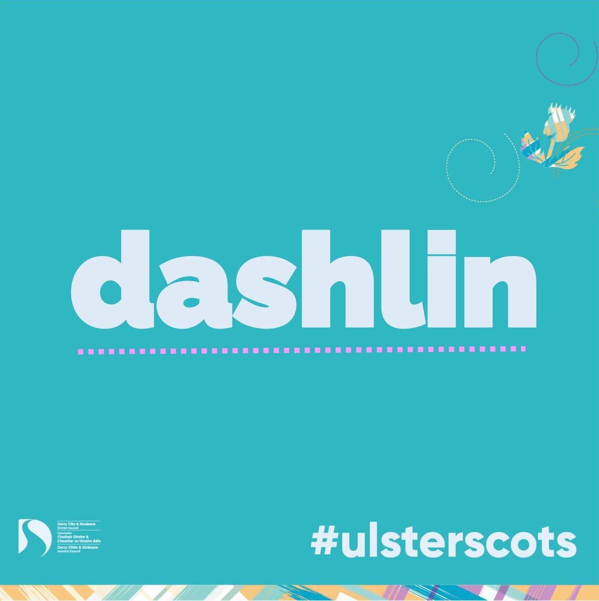 Dashlin (adjective): used to refer to clothes which are not quite Sunday best. From the Scots ‘dashled’ meaning battered, soiled and worn, also applied to clothing or to flowers spoilt by rain (Source: Dictionars o the Scots Leid) #Scots #UlsterScots