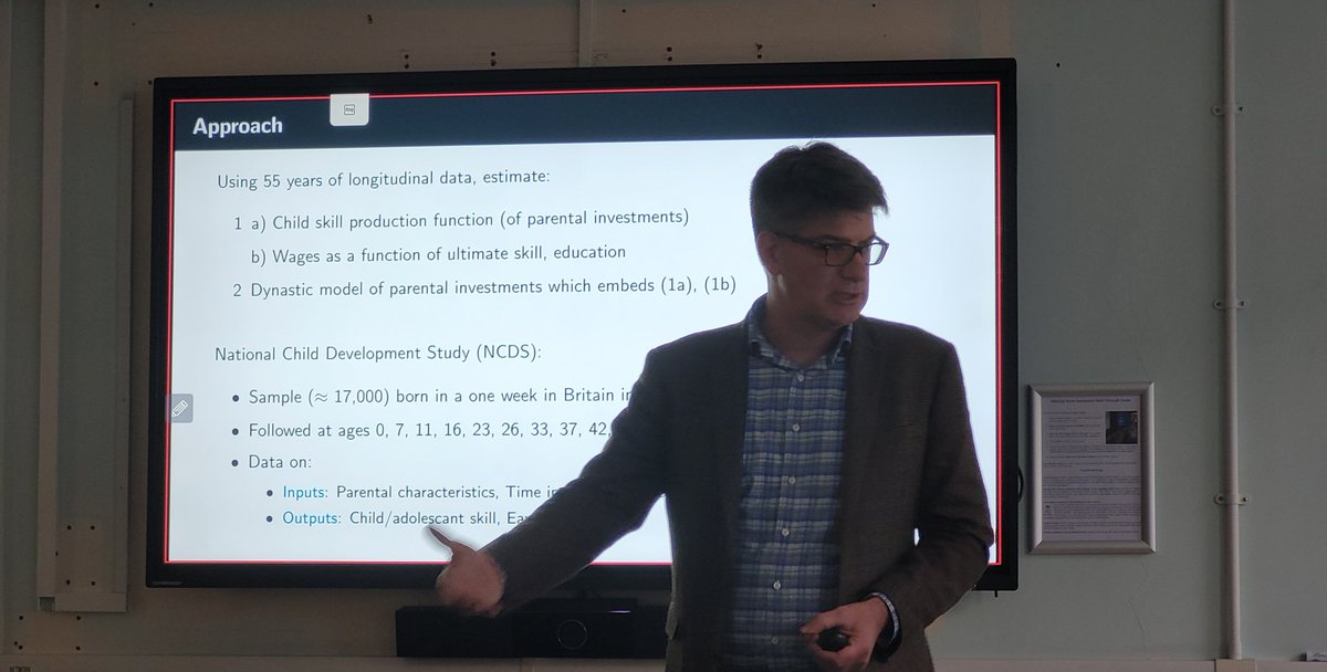 For our departmental seminar today, we had the pleasure to host Eric French from the University of Cambridge and Institute of Fiscal Studies, who presented his paper 'Intergenerational Altruism and Transfers of Time and Money: a Life Cycle Perspective'.