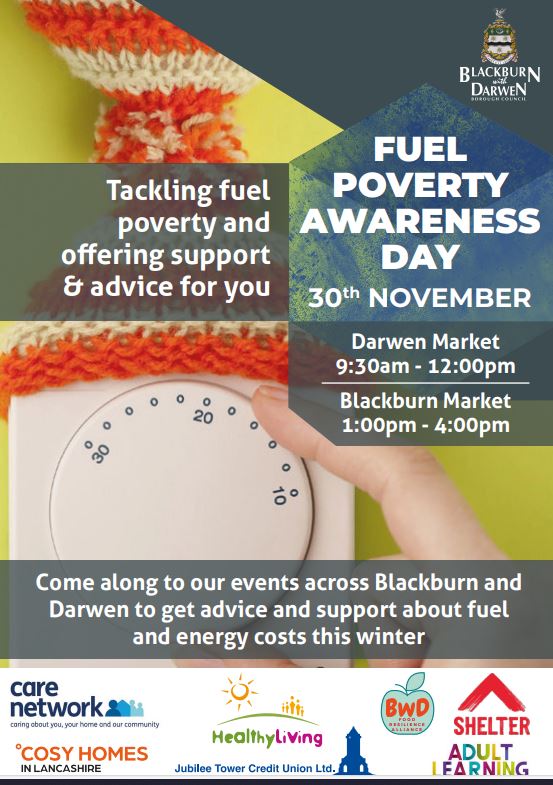 Struggling to pay your fuel bills? Come along to our events tomorrow and find out about the support and help that is available in #Blackburn and #Darwen. Details below. @refreshbwd @blackburndarwen @BwDAdultLearn @CareNetworkUK @brian_1949 @jackiefloyd17 @BRFCTrust @bwdhl