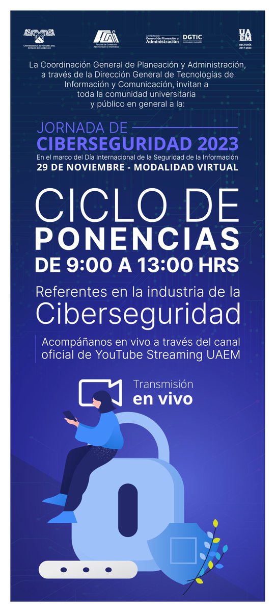 garaariana's tweet photo. Jornada de Ciberseguridad 2023 - Transmisión en vivo: https://t.co/SuuPXFu06g https://t.co/tzKwa785sv
