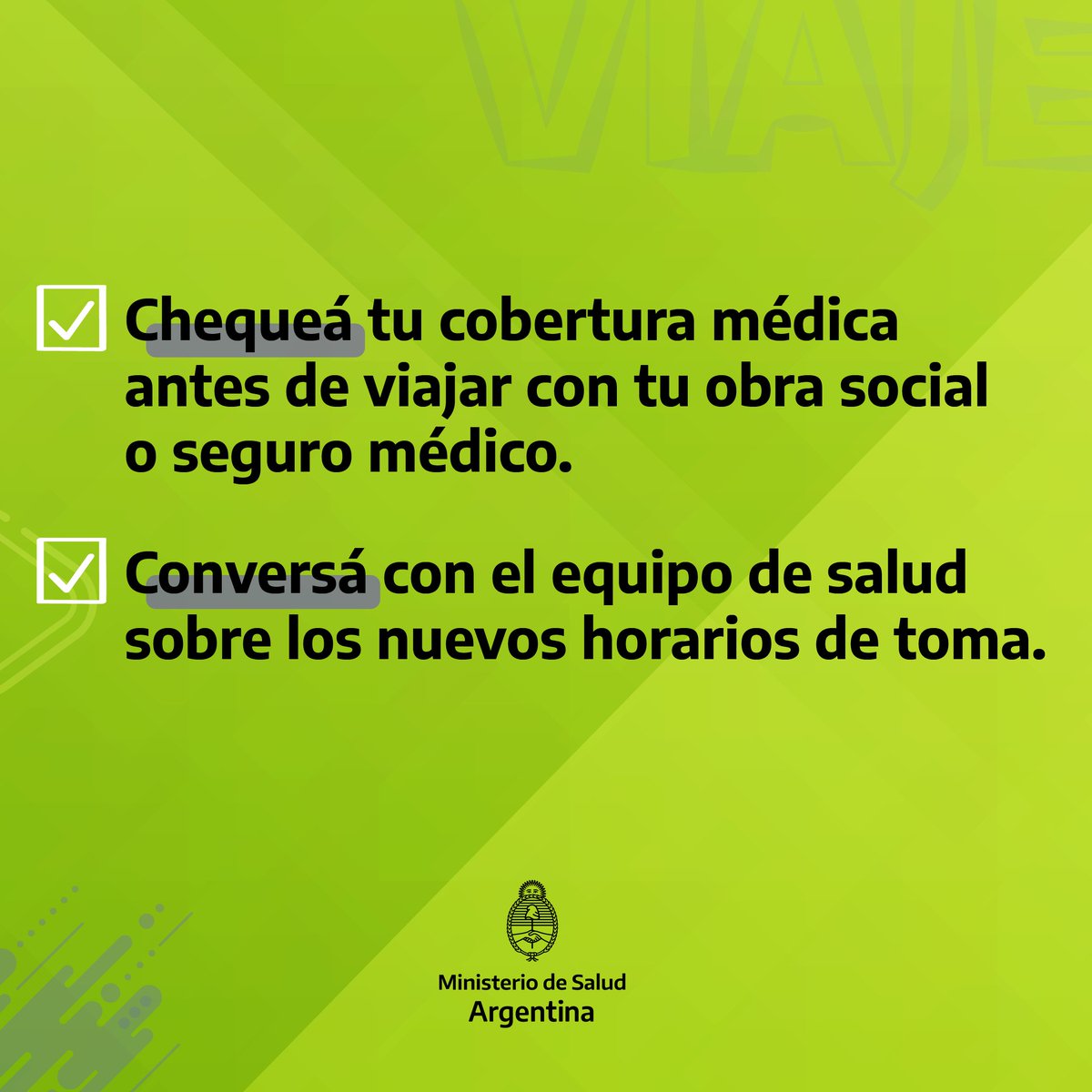 direcciondevih's tweet photo. 📍Personas con VIH:

Info clave si vas a viajar✈️.

#VIH #HIV #tratamiento #medicacion #viajes #salud #información #argentina https://t.co/h7DeEeL6sj