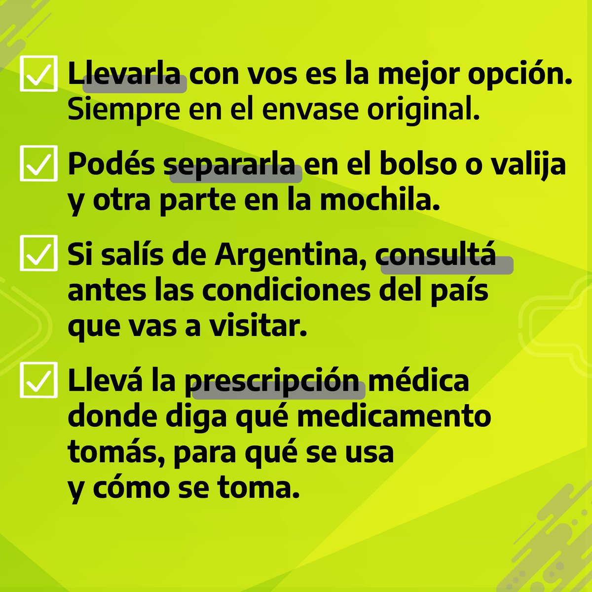direcciondevih's tweet photo. 📍Personas con VIH:

Info clave si vas a viajar✈️.

#VIH #HIV #tratamiento #medicacion #viajes #salud #información #argentina https://t.co/h7DeEeL6sj