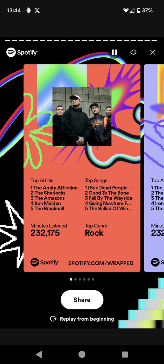 #SpotifyWrapped2023 With thanks to @amityaffliction @TheBracknall @TheSherlocks @IronMaiden @TheAmazons for an amazing 2023. Seen or seeing them all this year too! Here's to 2024! 🎙️🎤🎸🤘🥁🍻