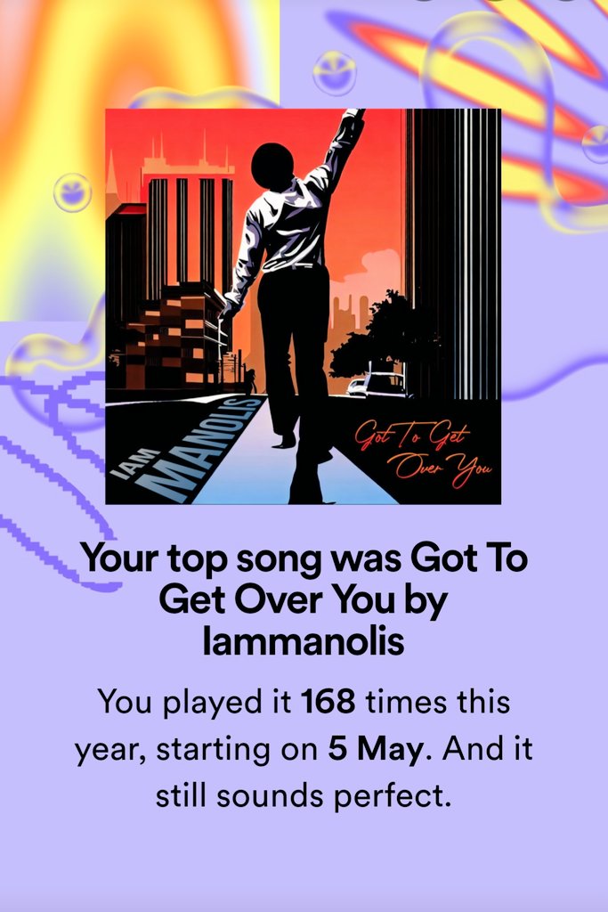 My top artist for 2023 is @iamMANOLIS and I've listened to Got To Get Over You the most ♥️🎶 #SpotifyWrapped #SpotifyWrapped2023