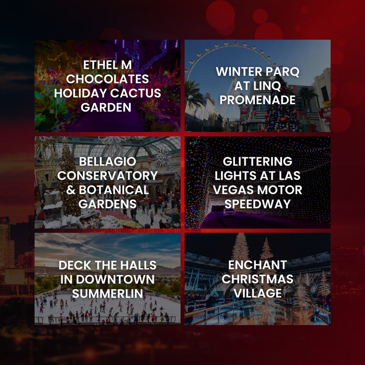 Experience the magic of Christmas in Las Vegas! From twinkling lights to enchanting displays, a sleigh full of holiday fun awaits you.

Which one are you most excited to explore? 

#lasvegaslocals #holidayactivities #holidayseason #festivethings