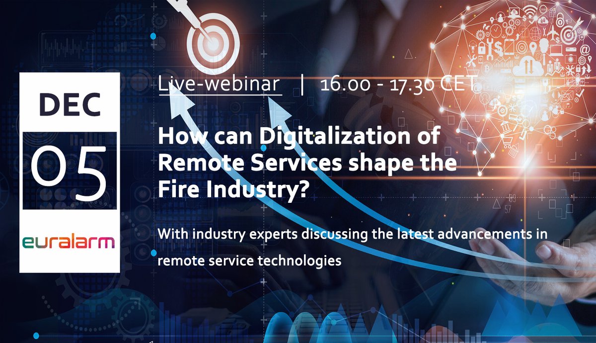 Only 5 days to go before the start of our webinar "How can Digitalization of Remote Services shape the Fire Industry?" Register now for this engaging Euralarm webinar on Tuesday December 5th, at 16.00 - 17.30 CET: events.teams.microsoft.com/event/4305a2f5…