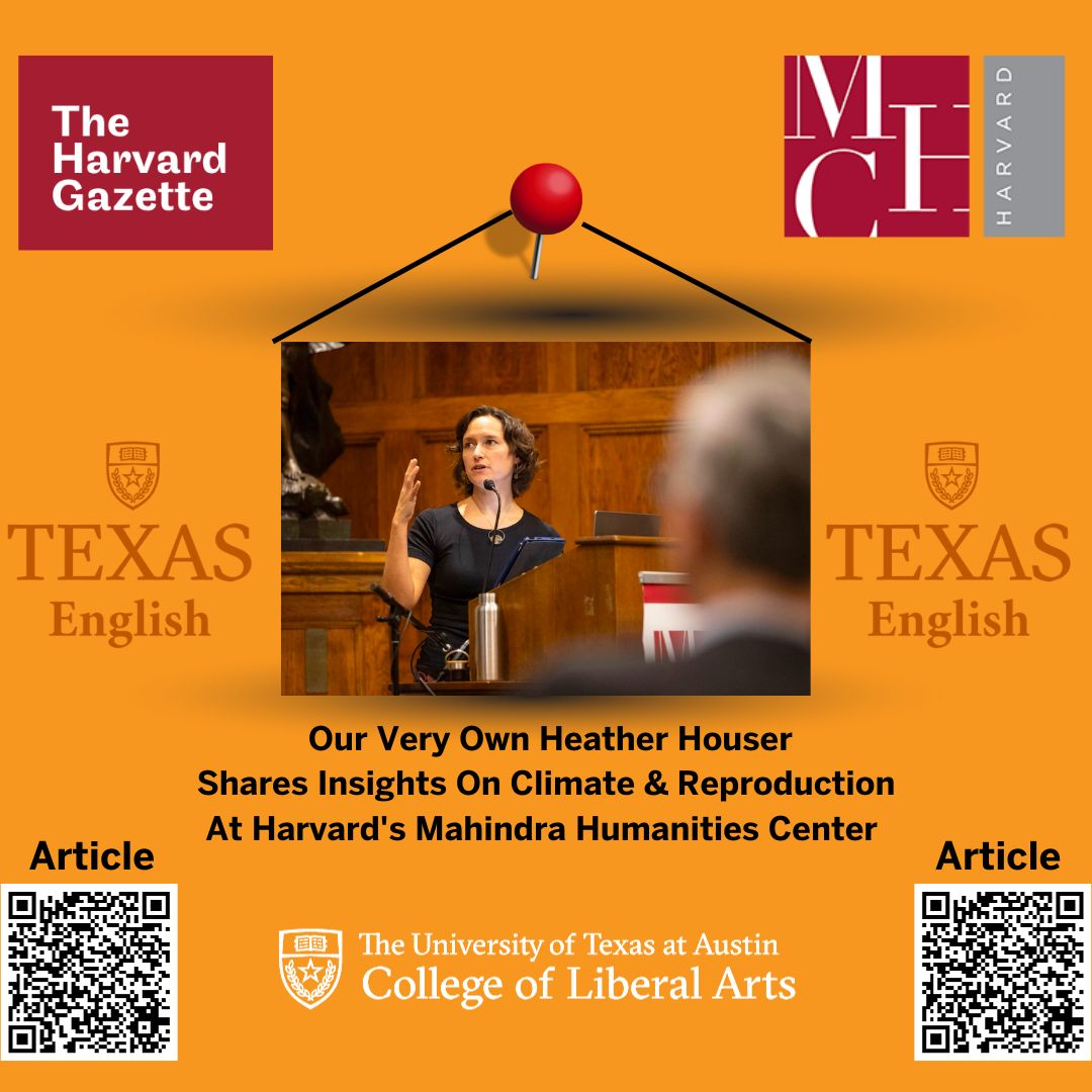 Our Very Own Heather Houser Shares Insights from her new research on climate and reproduction at Harvard's Mahindra Humanities Center Read the Harvard Gazette's Write Up Here: news.harvard.edu/gazette/story/…
@HouserHeather @LiberalArtsUT