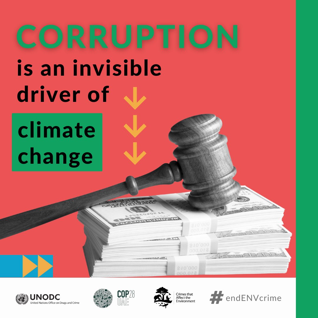 Corruption, one of the most detrimental drivers of climate change, often goes unnoticed.

Let's put it on the international agenda and raise public awareness at #COP28.

We must intensify our efforts to combat corruption and secure a sustainable future.

#endENVcrime