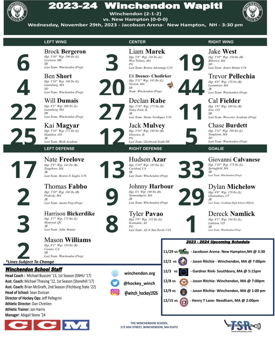 hockey_winch's tweet photo. Game Day‼️The boys travel north to New Hampton for a 3:30 Puck Drop! @USHRhockey @NZPrepHockey @WinchendonA 
🆚 @NHShuskyhockey 
⏰ 3:30
📺 https://t.co/w2UcLAotPA https://t.co/UYvxhVI9hq