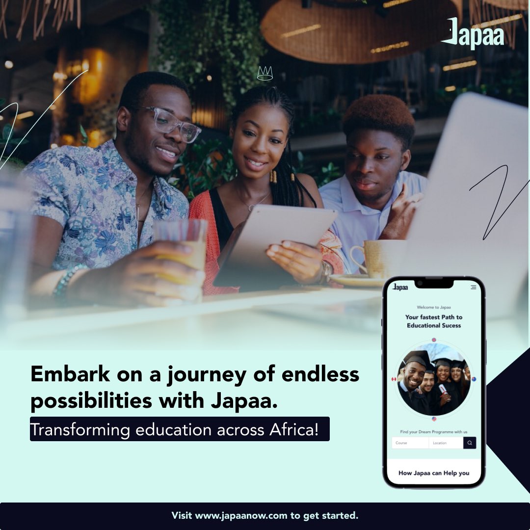 japaanow's tweet photo. Embark on a journey of endless possibilities with Japaa. 
Transforming education across Africa!

https://t.co/Iv3Y9zbZeJ 

 #JapaaEdu #TechForChange https://t.co/TJUYuEpeQV