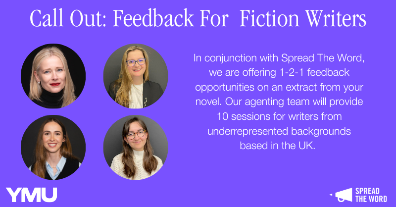 YMU Literary (@ymuliterary) on Twitter photo In conjunction with <a href="/STWevents/">Spread the Word</a> we are offering 1-2-1 feedback opportunities on an extract from your novel. Our agenting team will provide 10 sessions for writers from underrepresented backgrounds based in the UK - spreadtheword.org.uk/call-out-appli… In conjunction with <a href="/STWevents/">Spread the Word</a> we are offering 1-2-1 feedback opportunities on an extract from your novel. Our agenting team will provide 10 sessions for writers from underrepresented backgrounds based in the UK - spreadtheword.org.uk/call-out-appli…