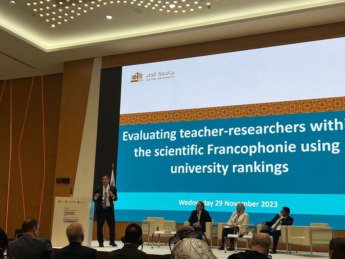 AUF_MoyenO's tweet photo. #En_direct #C2R_QU_2023 🇧🇭 @QatarUniversity
Panel N°2 : Quelles méthodes d’évaluation des enseignants-chercheurs au sein de la Francophonie scientifique, à l’aune des exigences de l’assurance-qualité et des classements universitaires ? https://t.co/3OMGejW4NE