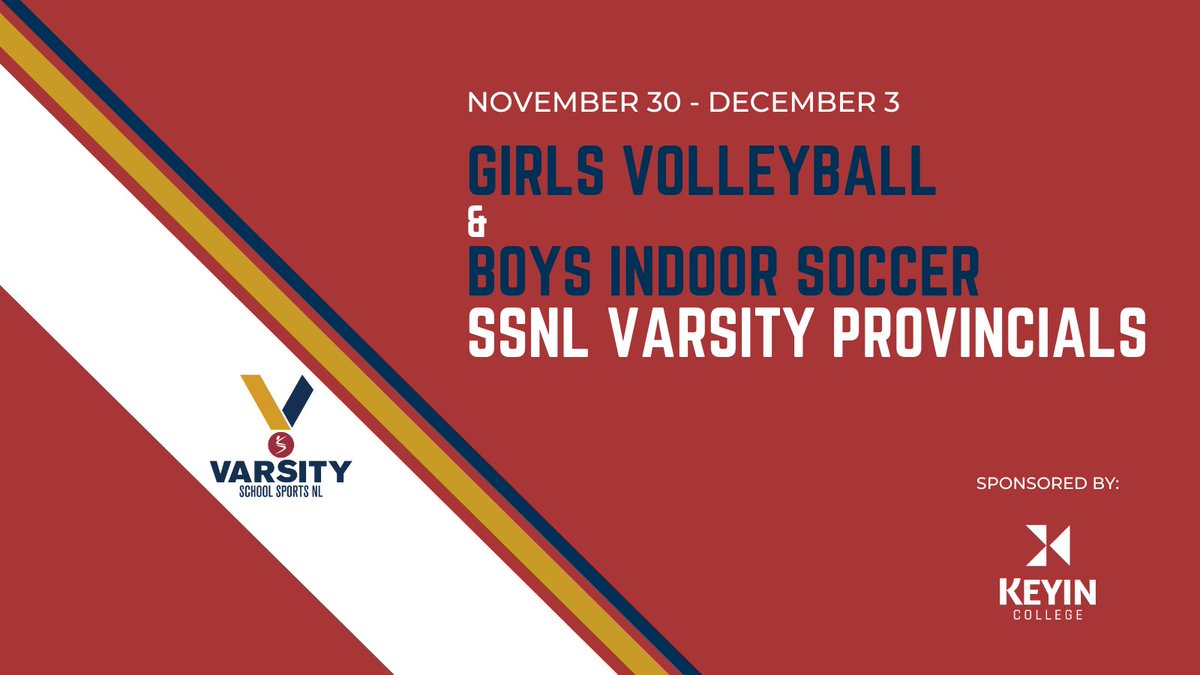 🚨 SSNL Varsity Provincials are taking place this weekend! 🙌

Schedules can be viewed here:  

🏐 Girls Volleyball: schoolsportsnl.ca/senior-volleyb…

⚽️ Boys Indoor Soccer:
schoolsportsnl.ca/indoor-soccer

Don't forget to tag us for a retweet! 📸📹

#SSNLProvincials