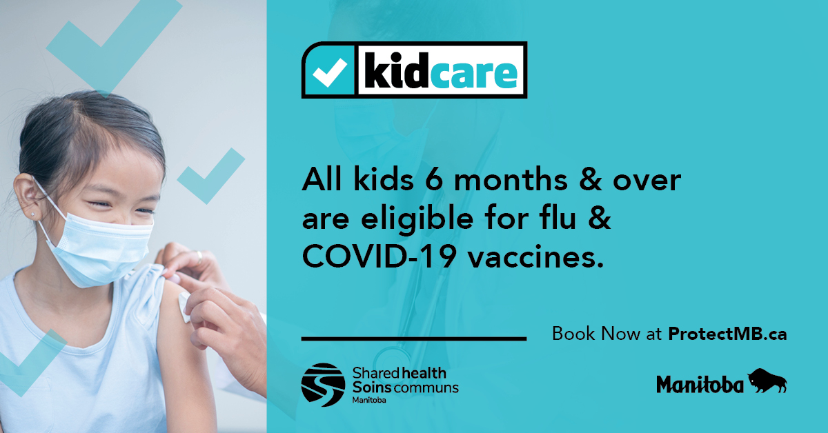 #DYK most kids are eligibile for flu and #COVID19 vaccines? Prevention is the best way to protect kids from severe respiratory illness. Find your flu or #COVID19MB vaccine today: ow.ly/Wpmx50LSQwy #KidCareMB #ProtectMB #Manitoba