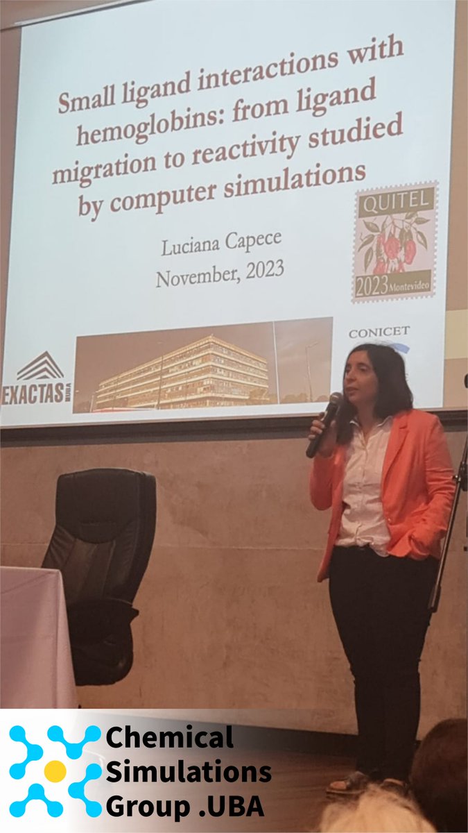 ChemSimUBA (@chemsimuba) on Twitter photo Lula <a href="/lula_capece/">Luciana Capece</a> sharing insights on small ligands interactions with hemoglobins at the QUITEL <a href="/quitel_2023/">QUITEL 2023</a> Lula <a href="/lula_capece/">Luciana Capece</a> sharing insights on small ligands interactions with hemoglobins at the QUITEL <a href="/quitel_2023/">QUITEL 2023</a>