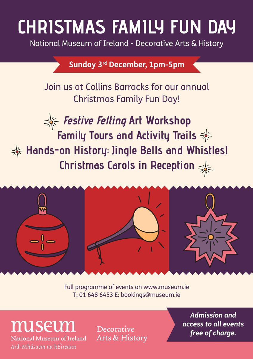 Step back from the hustle and bustle of Christmas prep this Sunday 3rd December & drop in to the National Museum of Ireland- Decorative Arts & History, Collins Barracks for a special day of festive fun. #KeepDiscovering #WinterInDublin museum.ie/en-IE/Museums/…