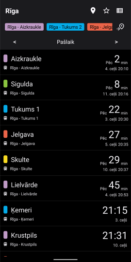 Ir tāda sabiedriskā transporta kustības sarakstu lietotne "Pieturas", apvieno Baltijas valstu reģionālo un pilsētu sabiedrisko transportu vienuviet. Tur var redzēt, kur transports atrodas, arī Rīgā! gsvalbe.id.lv/pieturas/index…