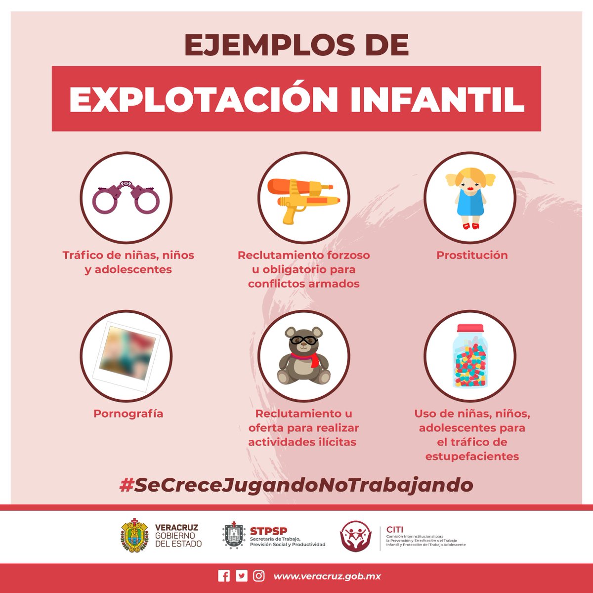 STPSPveracruz1's tweet photo. 🛑👦👧 ¡Por un futuro libre de trabajo infantil! Identifica cualquier forma de explotación laboral en niños y niñas. 

Por ejemplo: menores trabajando largas horas, sin acceso a educación, en condiciones peligrosas o por salarios injustos. Si ves un caso así, denuncia lo.🚫 https://t.co/UtInH1wxmY