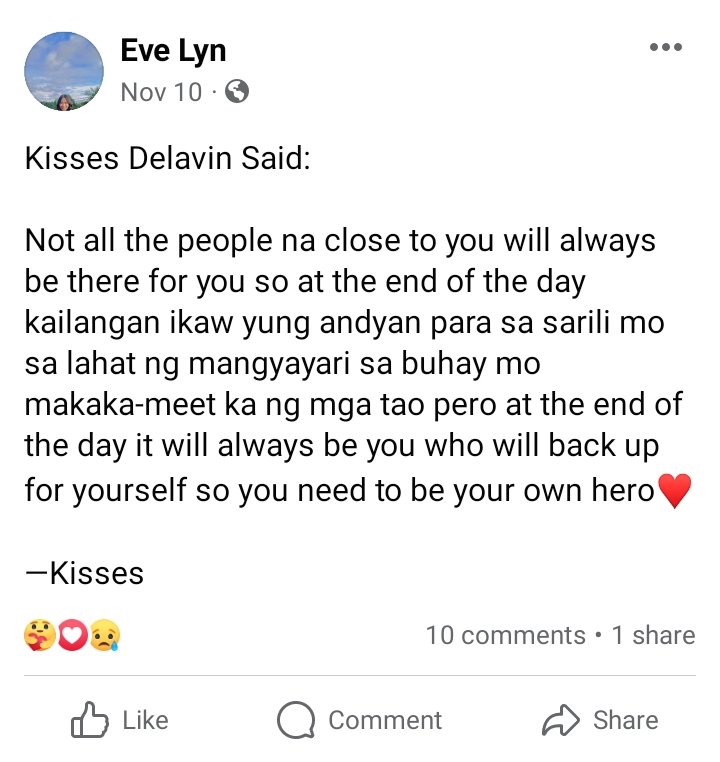 People always remember name, isn't it? In a good way, like her wisdom in calculates not just on her fans but to the casual viewers who can relates to her words.

We just didn't miss her presence that she can bring, but the wisdom that she had given us. #KissesDelavin