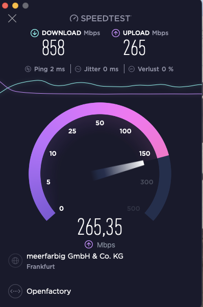 Endlich raus aus dem AS3320 Intranet. Danke <a href="/openfactory/">Openfactory Group (@openfactory@fimidi.com)</a> für den FTTH Bitstream. 😍