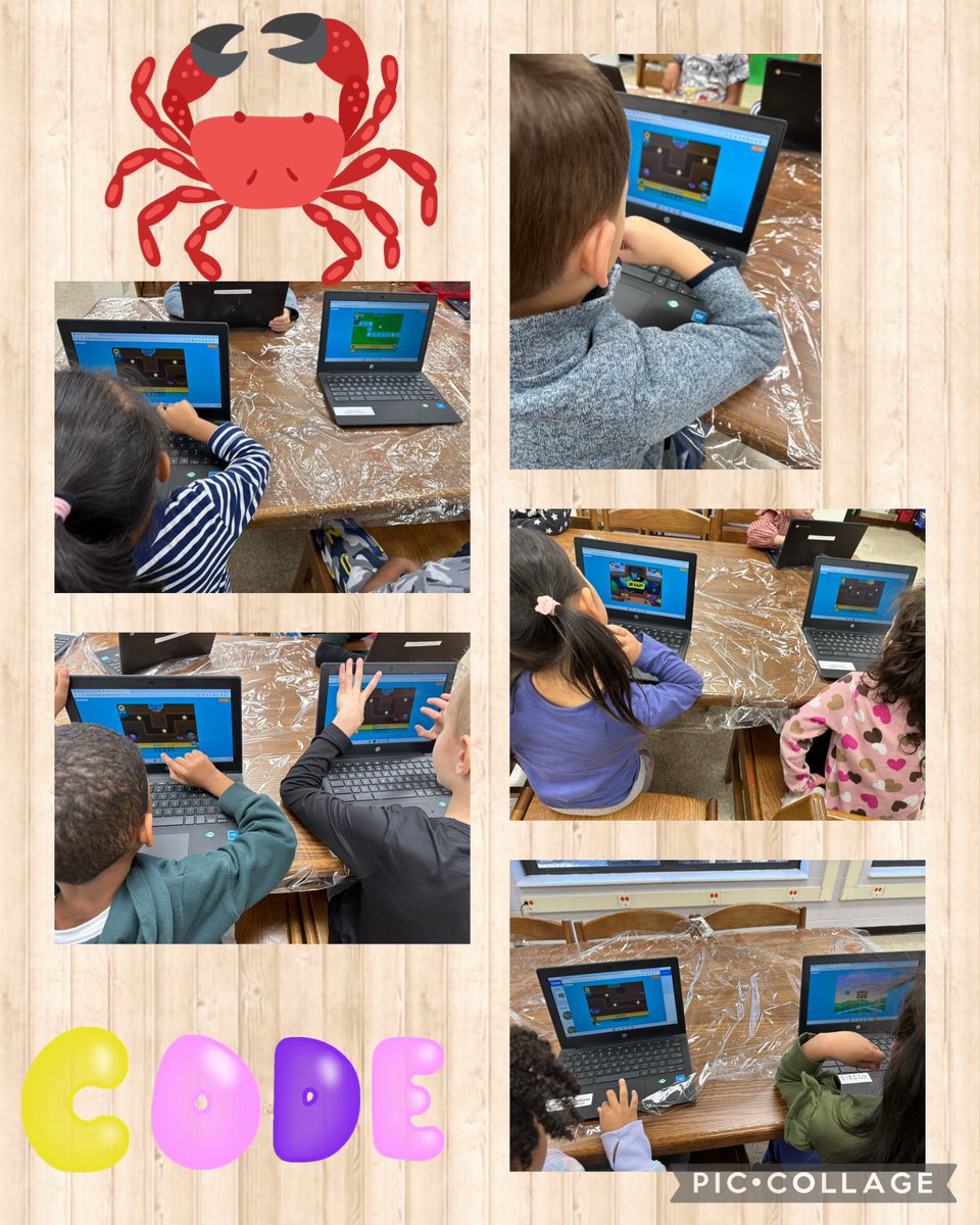 Look 👀 at the Cooper Crabs 🦀 Coding in Kindergarten with ⁦@kodable⁩ #makerspace #kidscancode #hourofcode ⁦@coopthecrab⁩