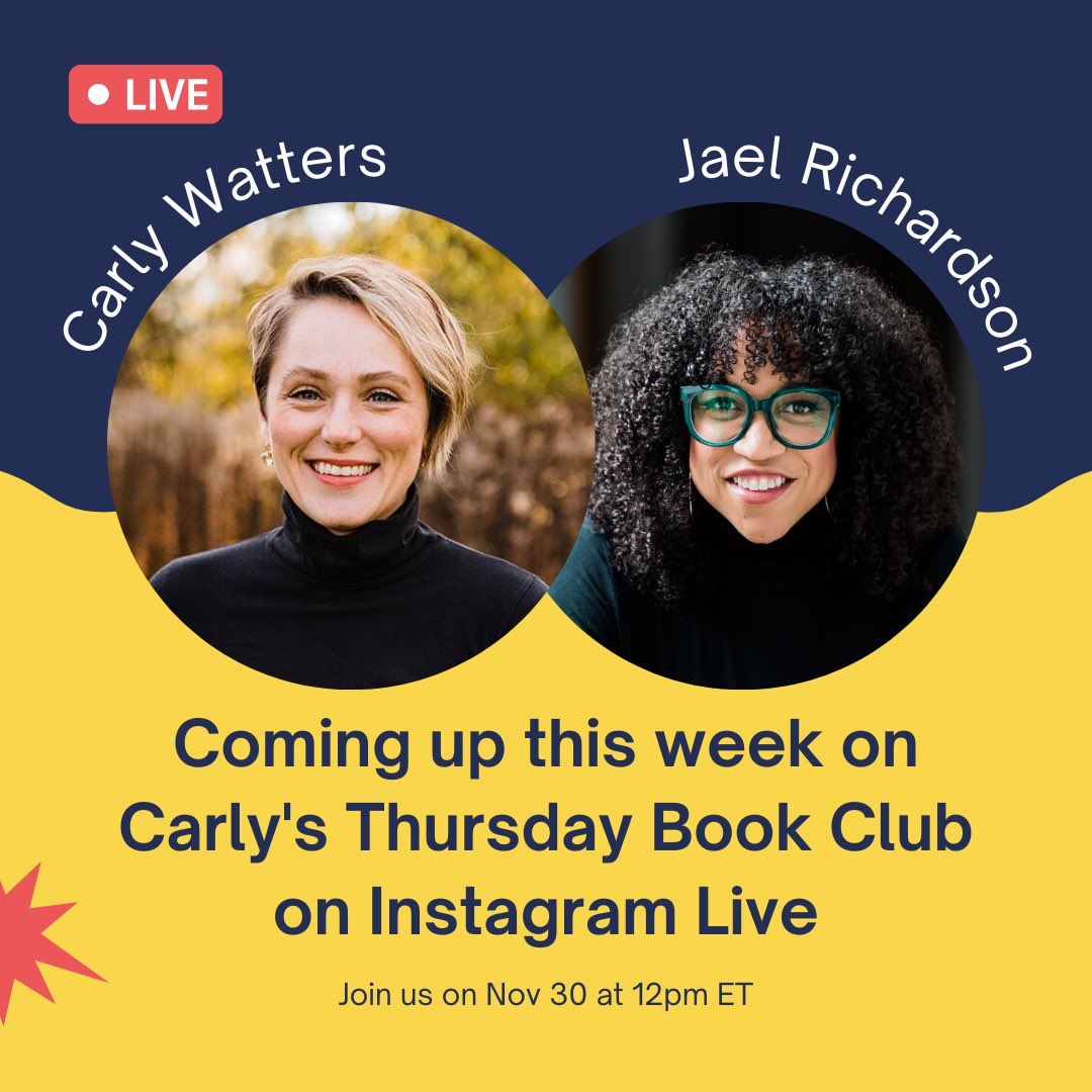 Tomorrow (Thursday) at 12pm ET, I’ll be chatting with my agent @carlywatters from @PSLiterary about writing and publishing and books. Join us on IG live.