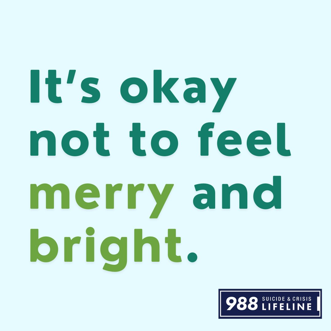 As the holidays quickly approach, we know this time of year can be difficult for many. If you or someone you know is struggling to cope emotionally this holiday season, reach out. Call or text the #988Lifeline. Crisis counselors are available, 24/7/365. 💚 bit.ly/3BmaKQS