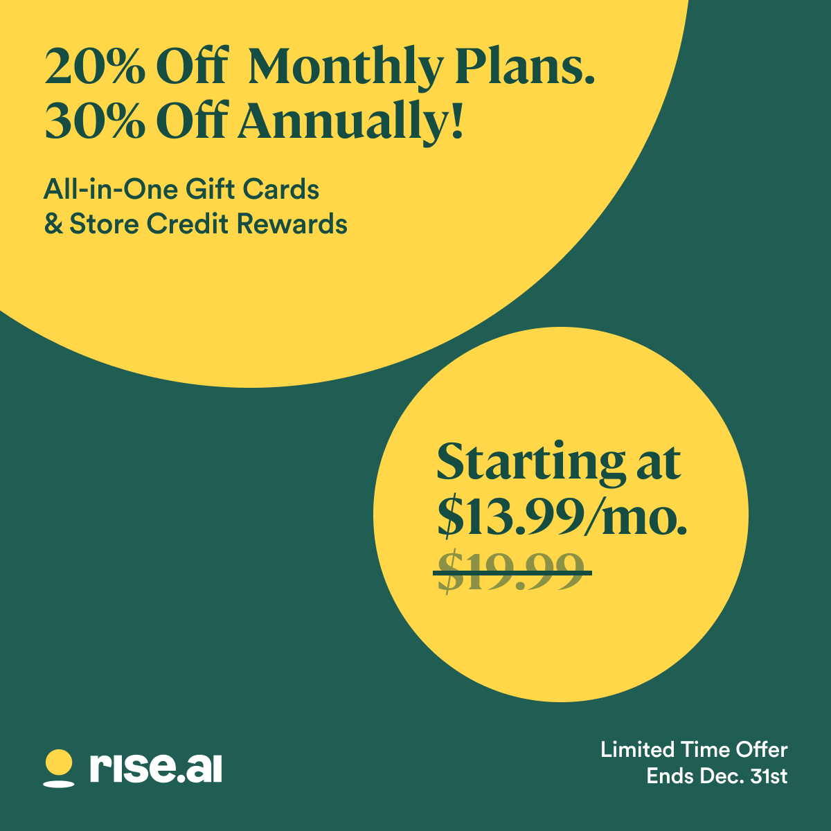 rise_ai's tweet photo. 🎉 Kickstart the New Year with https://t.co/m7D9G3AKVE! 🚀 Exclusive deal for new members: 20% off monthly, 30% off annual plans. Elevate your brand loyalty now! Don’t miss out - offer ends soon. 🌟 #NewYearDeal #BrandLoyalty

🔗 Access our special offer: https://t.co/CCT7pBi8Bm https://t.co/wfUi8xys0l