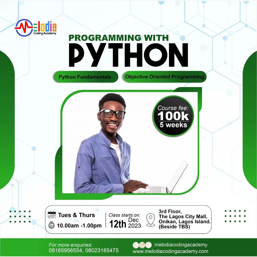 MelodiaCoding's tweet photo. π’ Calling all aspiring tech stars! π’
Our December training is just around the corner, and we're excited to help you ignite your tech journey to succeed in the ever-evolving tech industry. π»
Register now! π₯
#melodiacodingacademy #100DaysOfCode #SpotifyWrapped2023 MacBook https://t.co/Tf04KSuJ3Q