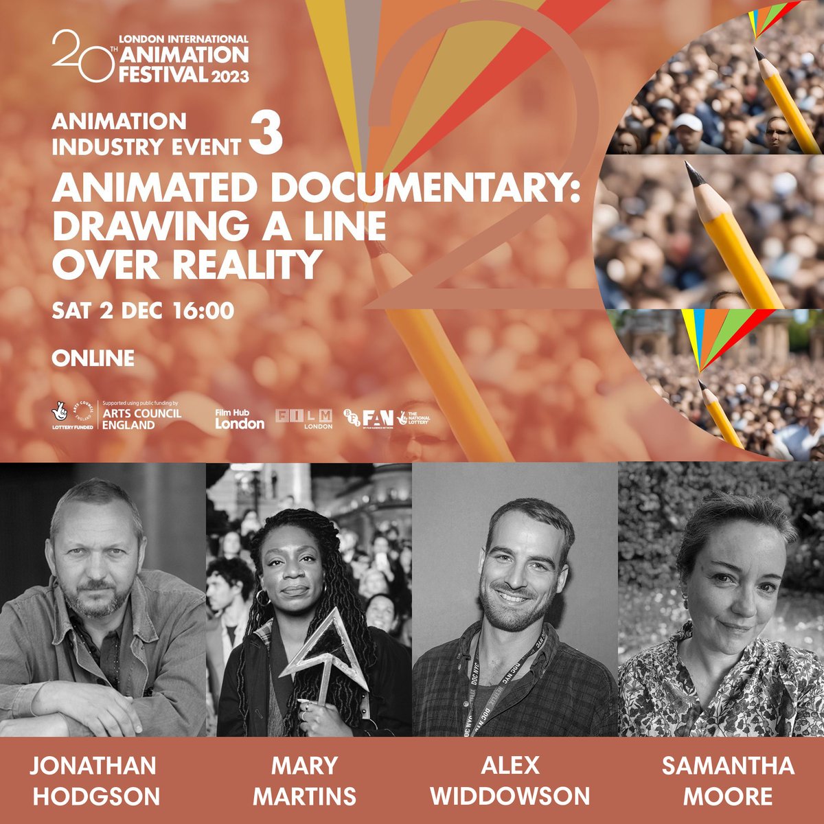 Online panel discussion about #animateddocumentary at @londonanimation on Sat 2nd Dec 2023 @ 16:00 GMT. Featuring m @marymartinsArt @SamMooreanimate @HodgsonFilms Chaired by Saint John Walker liaf.org.uk/schedule/liaf-…