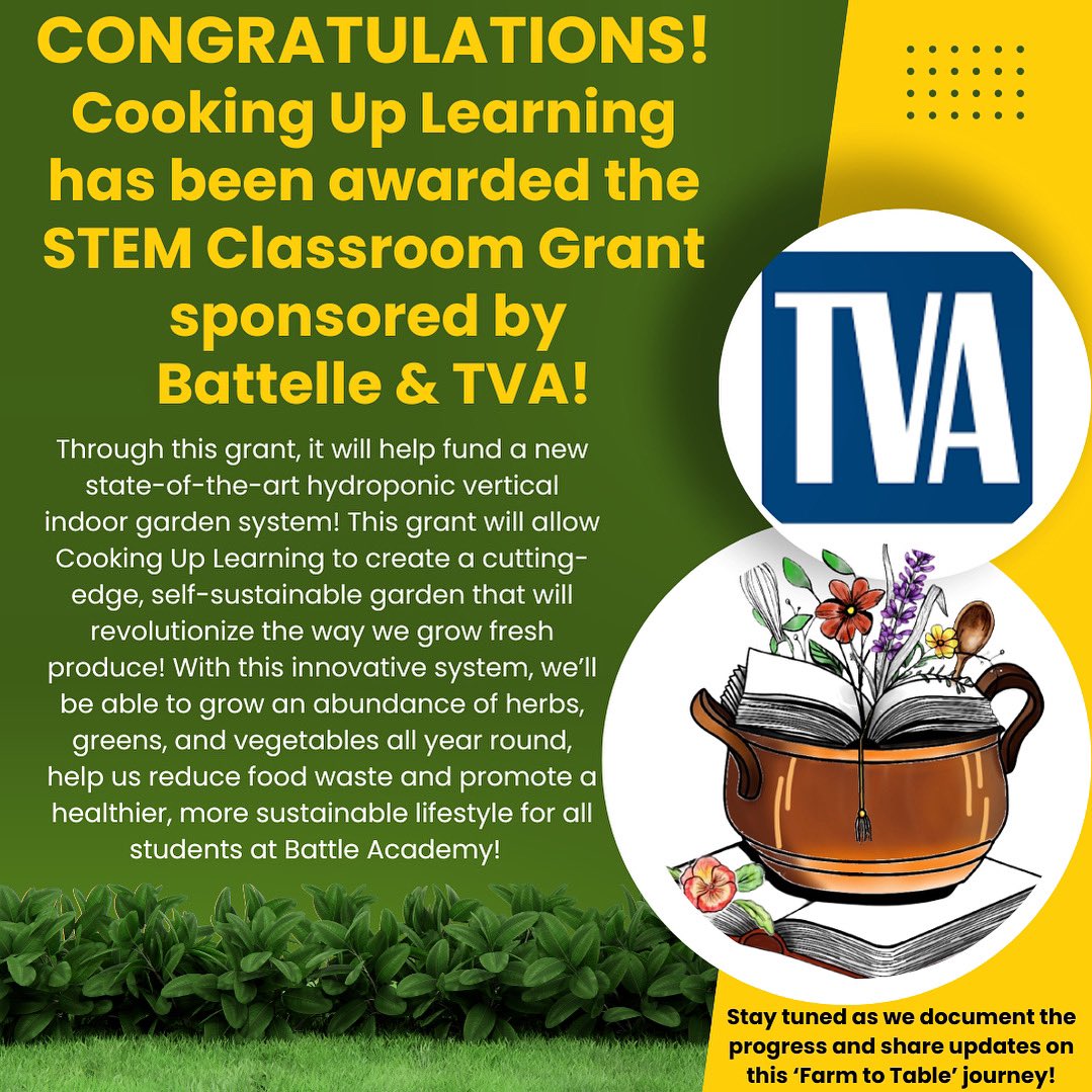 🏆✨🌿EXCITING NEWS for #CookingUpLearning 
Making a difference for kids…one culinary activity at a time 🌿💚 #GrantRecipient #innovate  #VerticalGardening #Sustainability #FreshProduce #GreenerFuture #sustainablefarming #hydroponics #green #greenerfuture #eatyourgreens