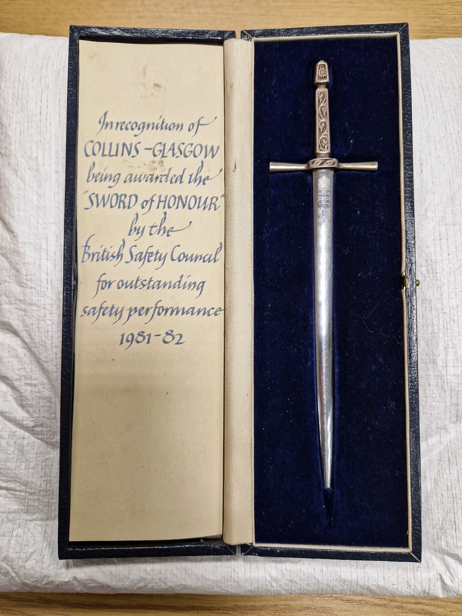Today's theme for Explore Your Archive Week is 'unique', so we thought we'd share something unlikely to be held in any other publishing archives! A Wilkinson sword awarded to Collins in the early 80s as a 'Sword of Honour' by the British Safety Council. #HCArchive #EYAUnique