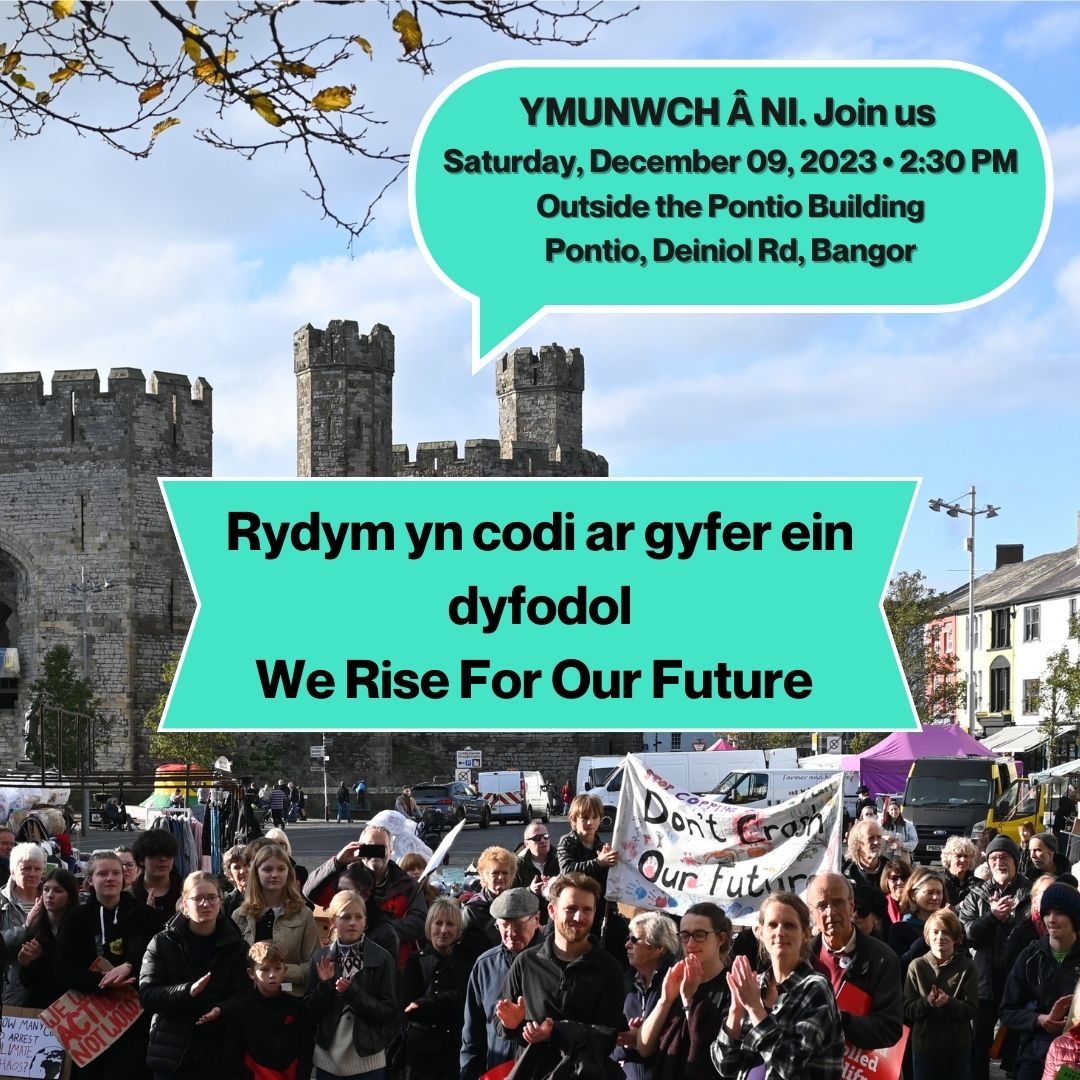 Ymunwch ni! Join us!
BANGOR! 
Gweithredu Hinsawdd Gogledd Orllewin Cymru / NW Wales Climate Action Group are calling all citizens to join this youth led event on the 9th of December  // Rhagfyr 9Fed
2:30 - 4:30 
Find out more &gt; facebook.com/people/Gweithr…
