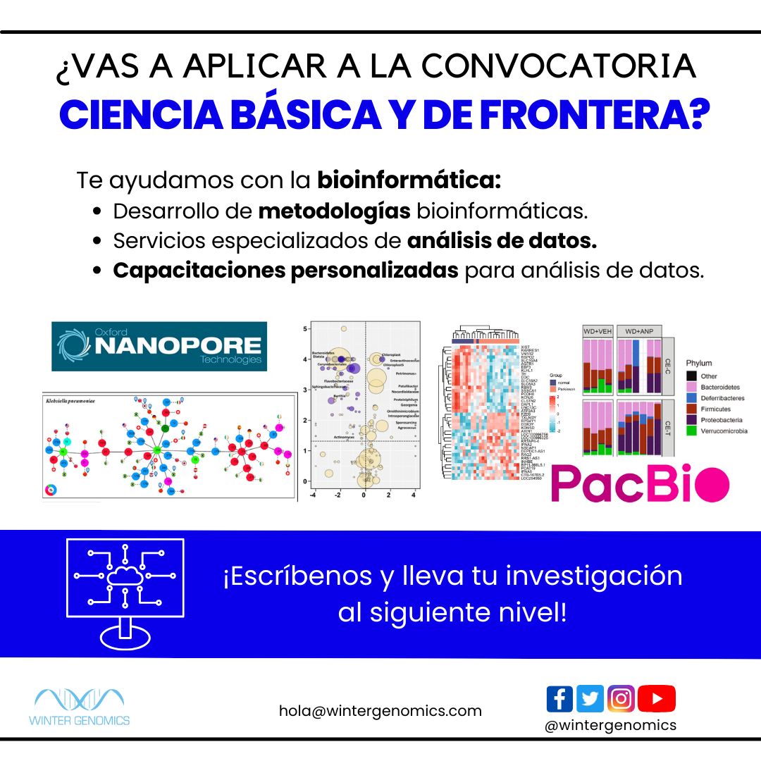 wintergenomics's tweet photo. 🔬 Vas a aplicar a la convocatoria de ciencia básica y de frontera de CONAHCYT?
¡Potencia tu investigación con nuestros servicios bioinformáticos! 🧬 

🌐 Escríbenos y lleva tu investigación al siguiente nivel: hola@wintergenomics.com

🌟¡Conoce el potencial de tus datos! 🌐✨ https://t.co/UAjRGz7e5a