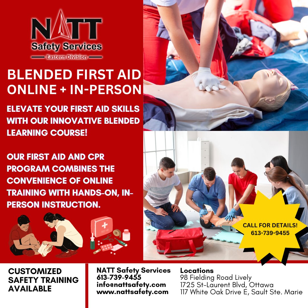 NattSafety's tweet photo. Give the gift of preparedness! 

Elevate your first aid skills with our blended learning course! 

Dates for 2024- 15th of every month.

Call 613-739-9455

#FirstAidCPR https://t.co/myWzmq8I6g