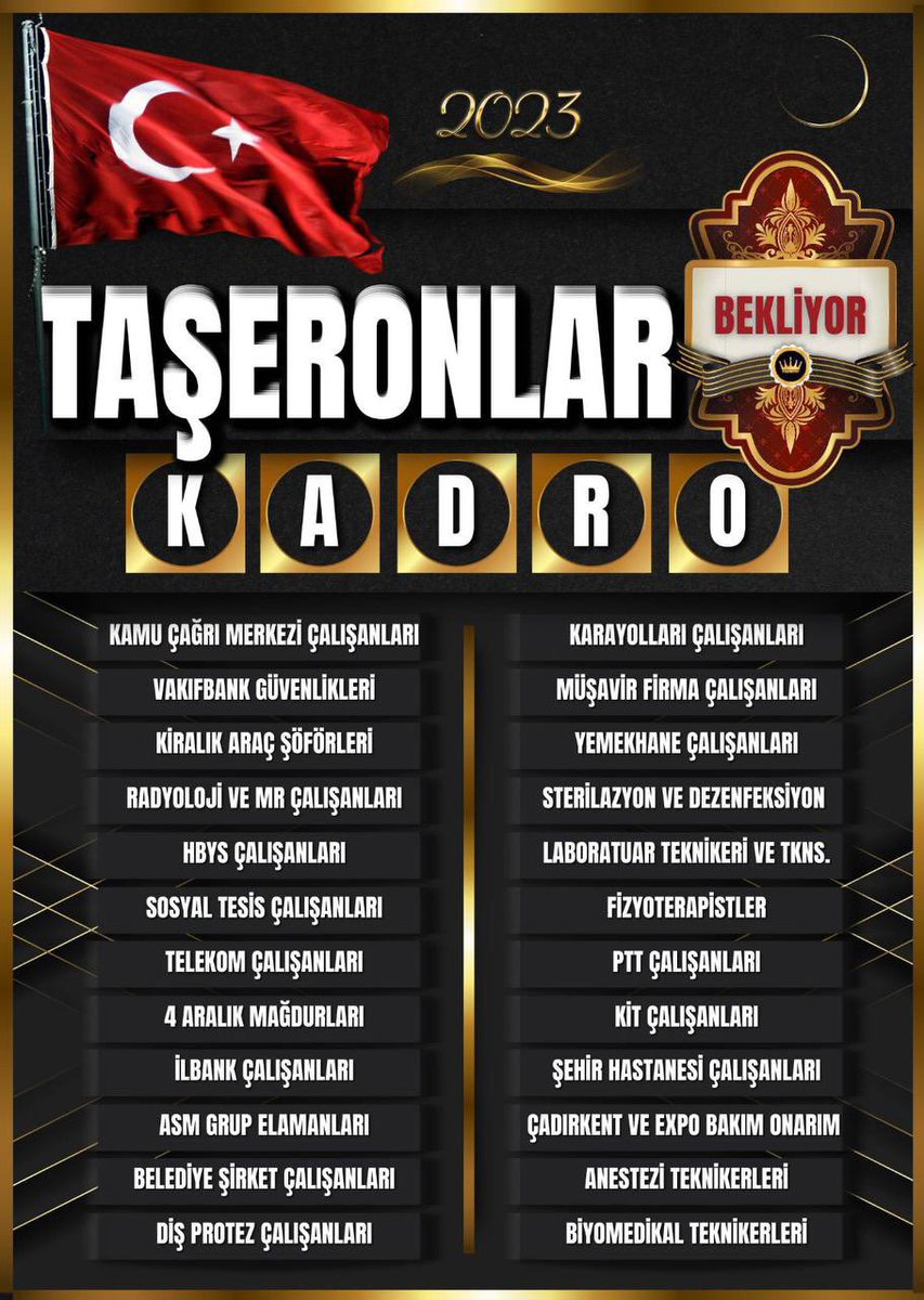 Kamuda taşeron işçilik son bulsun #üzmebeni 
🟪Asm Grup Elemanları
🟩Kitlerde Çalışanlar 
🟧Hastane Bilgi işlem
⬛️%70 Engeline Takılan
🟨4 Aralık Mağdurları
🟦Kiralık Araç şoförleri 
🟪Yemekhane
🟩Belediye Şirket İşçileri
🟥Müşavir firmalar ve yol bakım  #halebak