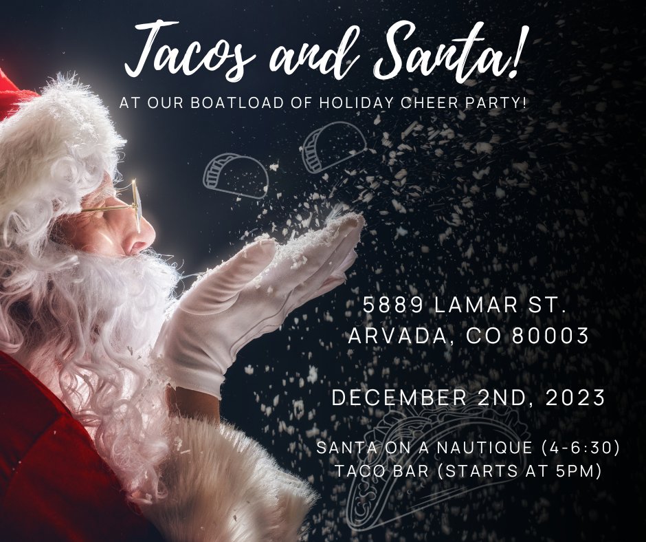 awsboatsco's tweet photo. Mark your calendars for our Annual Action Watersports Holiday Party on Saturday, where we'll be fueling up with a mouthwatering taco bar! 🤤

#TacoTuesday #TacoBar #FiestaTime #AWS #ActionWatersports https://t.co/fFgVIEeNvJ