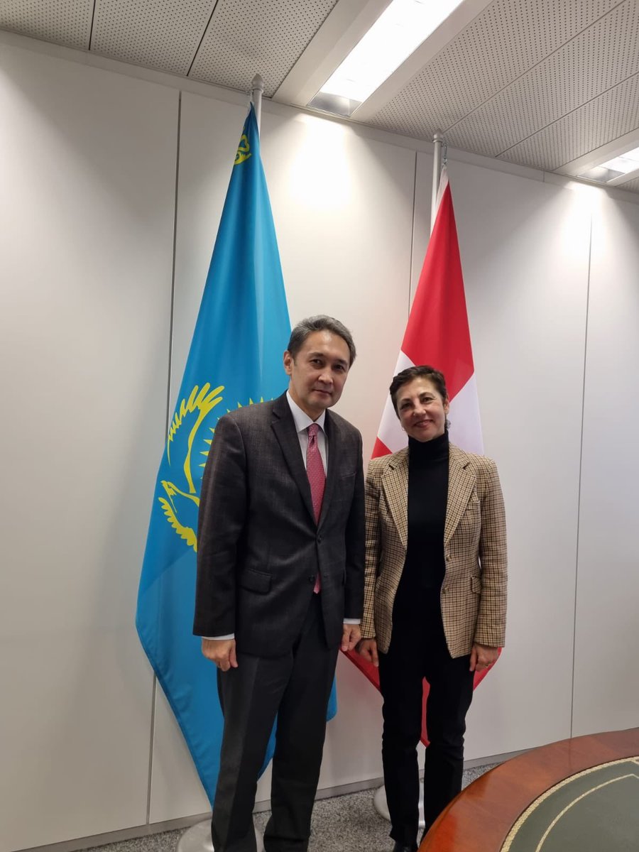 Pleased to meet with JCC Managing Director Dr. Dorit Sallis. Reviewed positive dynamics of 🇰🇿🇨🇭economic cooperation this year and outlined the 2024 Action Plan with our close partners @JCC20162020.
#Kazakhstan #economicdiplomacy