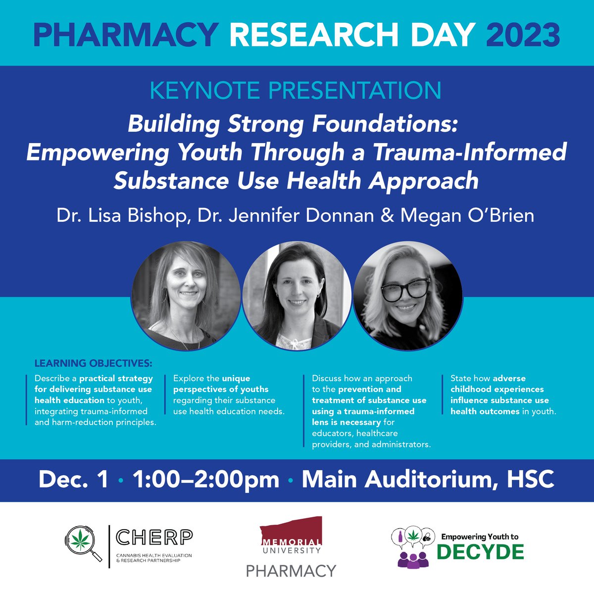 Our School of Pharmacy Research Day is this Friday, Dec. 1, from 8:30am-5pm with events throughout the day. Please come &amp; support your colleagues &amp; peers!

Below is info about our Keynote Presentation from 1-2pm.

For more info re: Pharmacy Research Day: mun.ca/pharmacy/resea…