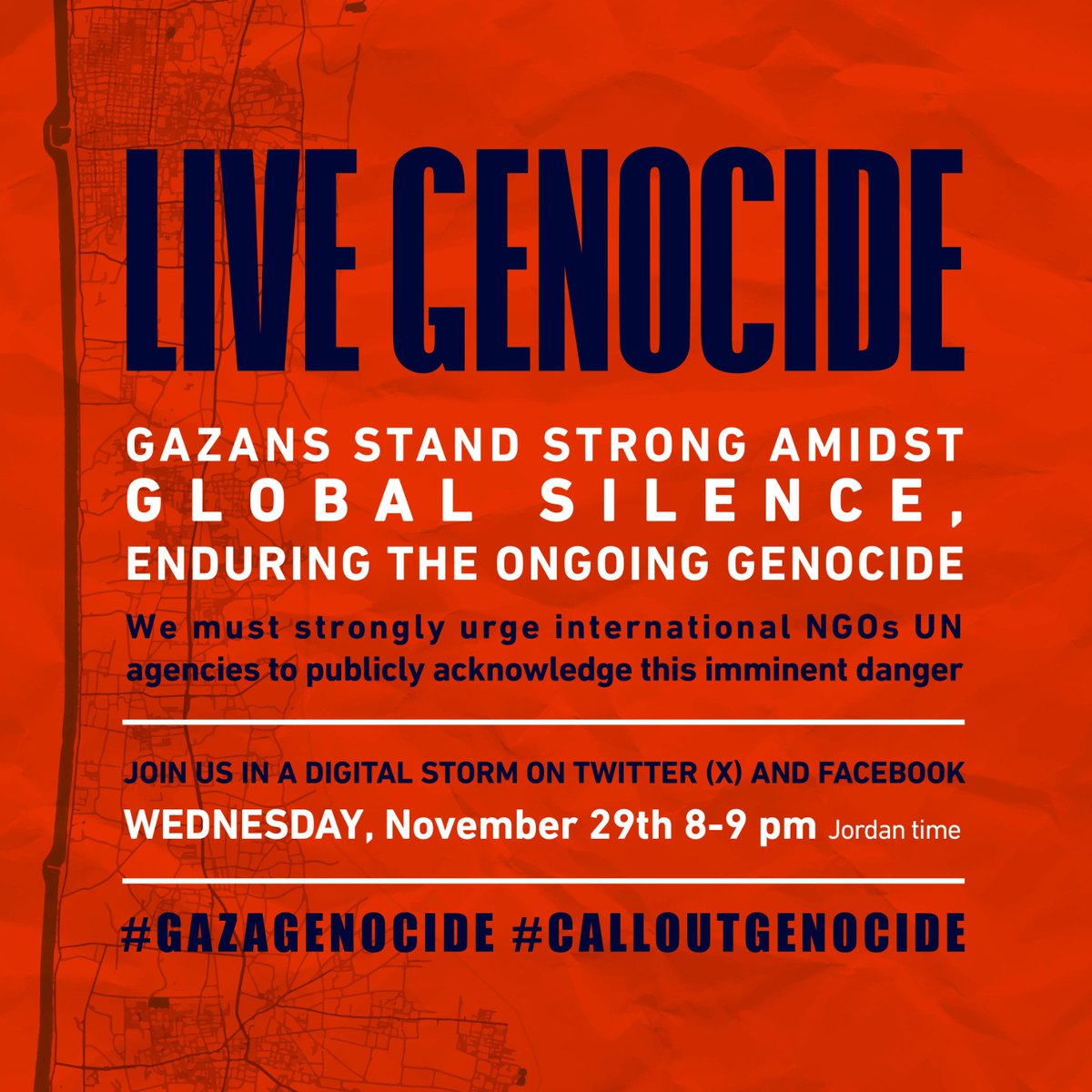 IyadDurra's tweet photo. Why are organizations hesitant to acknowledge Genocide in Gaza? Let’s question them together this evening at 8 pm Jordan Time! 
Share widely!
*Stay tuned for the list of messages*. We will share the list one hour before the storm! https://t.co/wL71sRgrfS