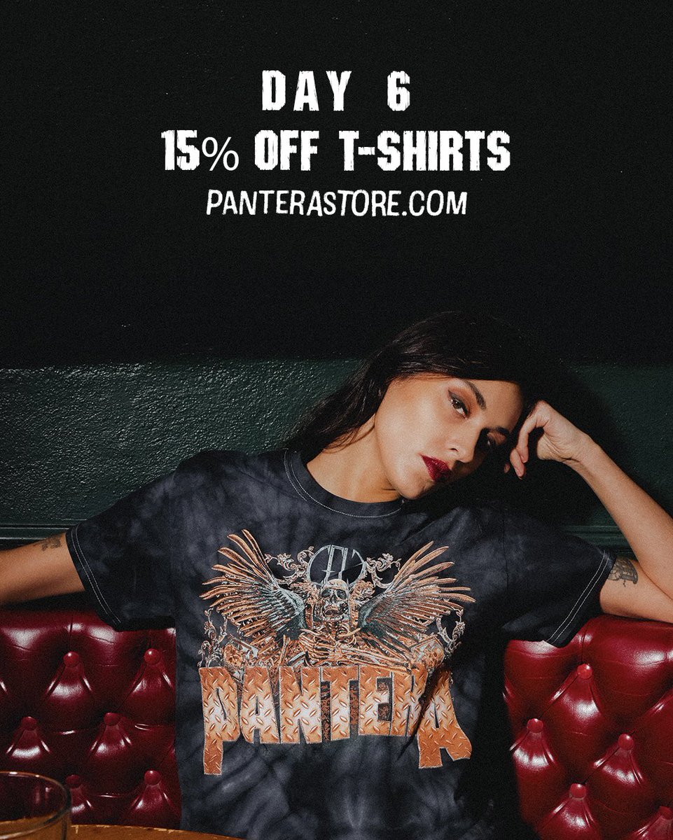 12 days of Pantera continues. 15% off T-shirts. Today only. Panterastore.com